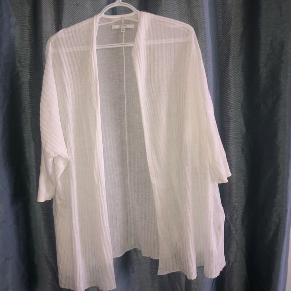 ALFRED SUNG Sheer white Cardigan- swimsuit cover - XL- summer coverup- - Picture 7 of 7